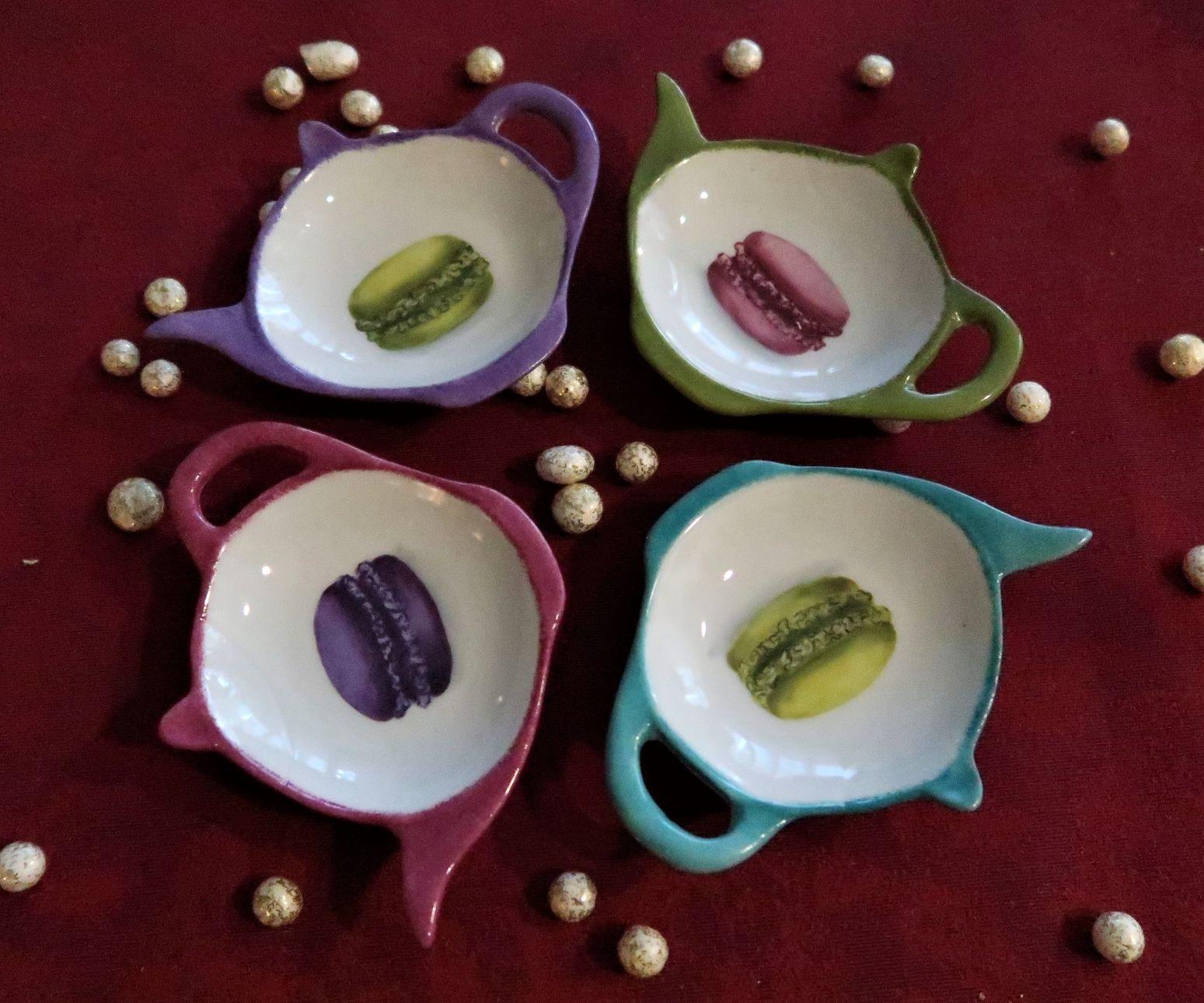 Repose sachet de thé porcelaine de France - Décor muguet - peint main